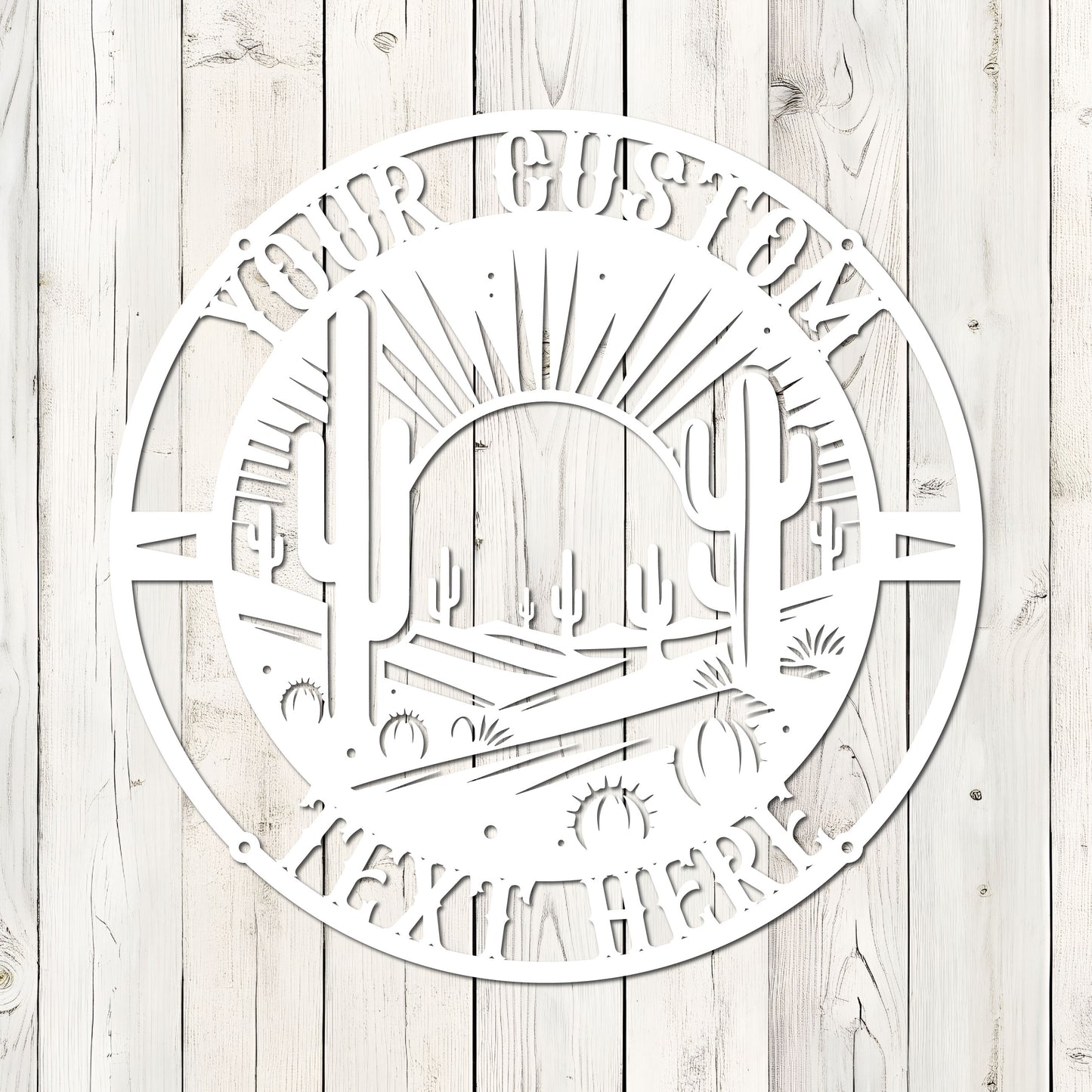 A-03 Desert Cactus Sun Scene Custom Metal Sign